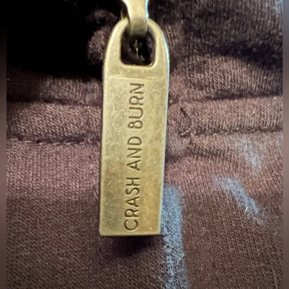 CRASH & BURN black sequin zip hoodie L - Picture 9 of 12